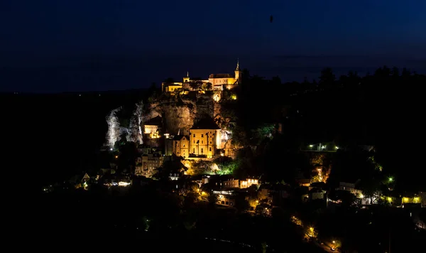 Rocamadour Sanctuary Night View Франция — стоковое фото