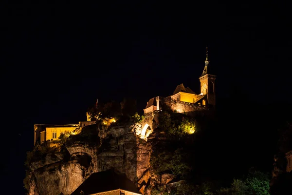 Rocamadour Sanctuary Night View Lot France — стокове фото