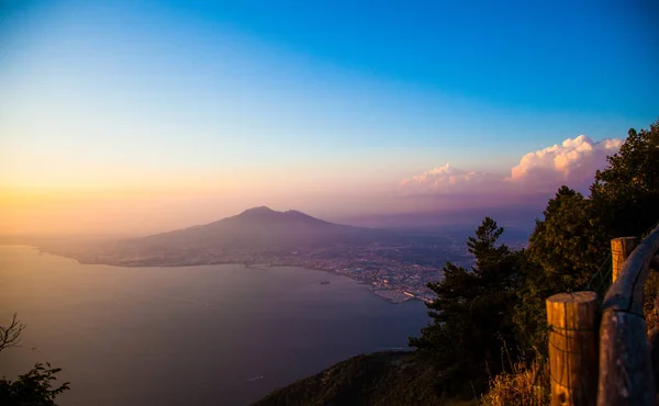 Sunset Vesúvio Nápoles Campania Itália — Fotografia de Stock