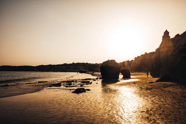 Puesta Sol Región Praia Vau Del Algarve Portugal — Foto de Stock