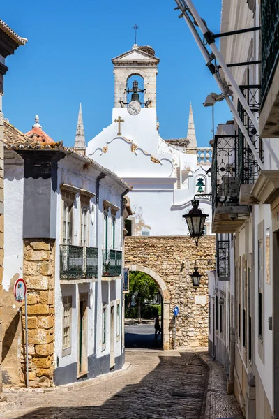 Torre Sineira Arco Porta Entrada Para Cidade Faro Algarve — Fotografia de Stock