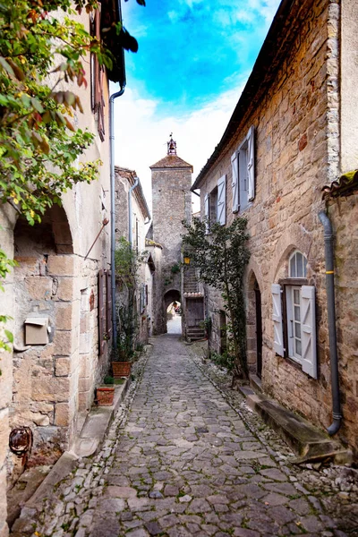 Village Street Puycelsi Tarn Midi Pyrnes Occitanie France — Stock Photo, Image