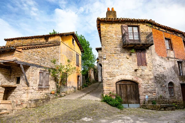 Village Central Square Puycelsi Tarn Midi Pyrenees Occitanie France — Stock Photo, Image