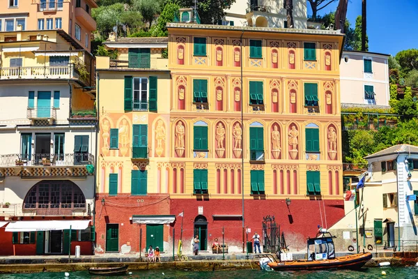 Portofino Λιγουρία Ιταλία Αυγούστου 2018 Σπίτια Διακοσμημένα Προσόψεις — Φωτογραφία Αρχείου