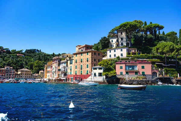 Portofino Ligurien Italien Augusti 2018 Över Byns Hamn — Stockfoto