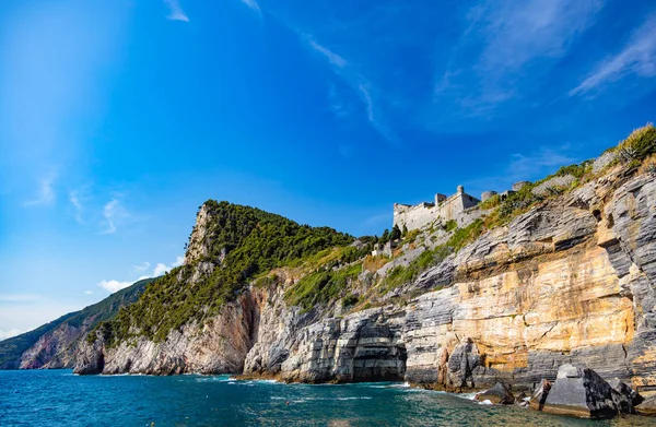 Portovenere Cinque Terre Λιγουρία Ιταλία Αύγουστος 2018 Άποψη Του Κάστρου — Φωτογραφία Αρχείου