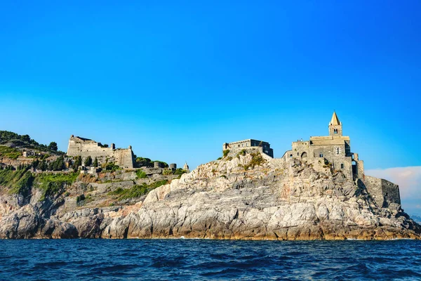 Portovenere Cinque Terre Liguria Ιταλία Αύγουστος 2018 Άποψη Της Αρχαίας — Φωτογραφία Αρχείου