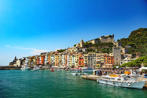 Portovenere Cinque Terre Λιγουρία Ιταλία August 2018 Πανόραμα Του Πολύχρωμου — Φωτογραφία Αρχείου