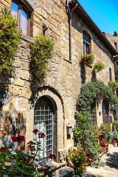 View Facade Stone House Village Civita Bagnoregio Viterbo Lazio Italy — Stock Photo, Image