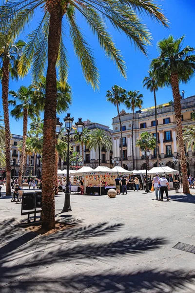 Barcelona Spanje Juni 2019 Placa Reial Royal Plaza Een Van — Stockfoto