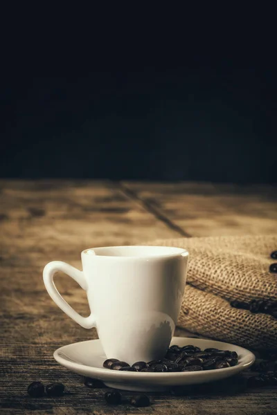 Café Expreso Sobre Una Vieja Mesa Madera — Foto de Stock