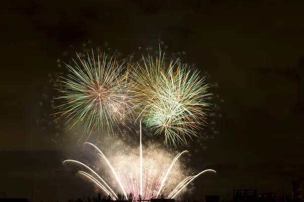 Fuochi d'artificio in una celebrazione di notte . — Foto Stock