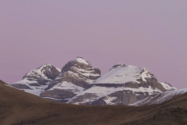 Άποψη Των Κορυφών Monte Perdido Soum Ramond Και Punta Las — Φωτογραφία Αρχείου