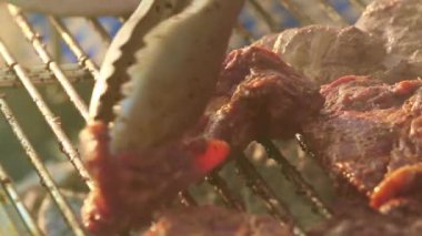 Akşam ışığı ile barbekü ızgara