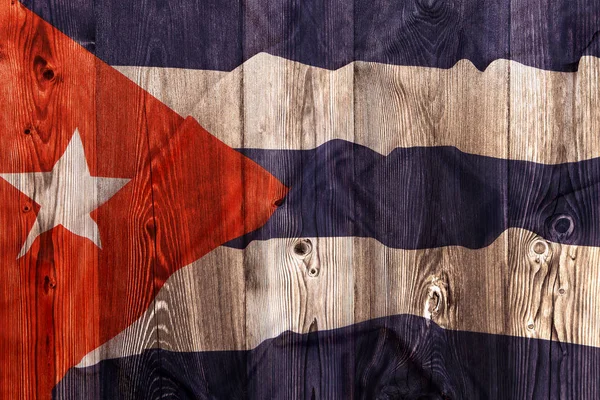 Bandera Nacional de Cuba, fondo de madera —  Fotos de Stock