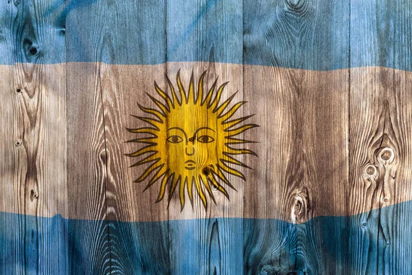 Bandiera nazionale dell'Argentina, fondo di legno — Foto Stock