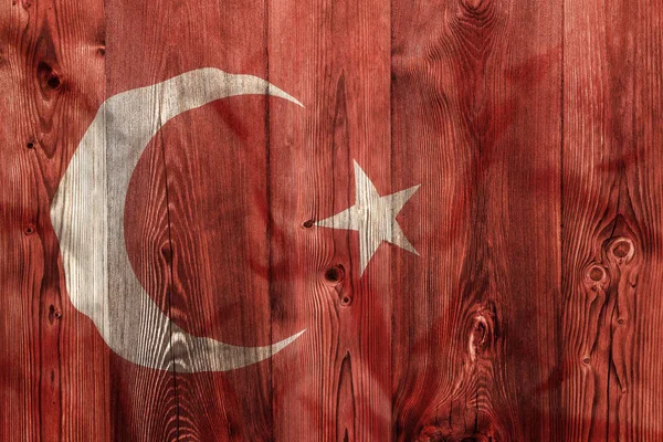 Drapeau national de la Turquie, fond en bois — Photo