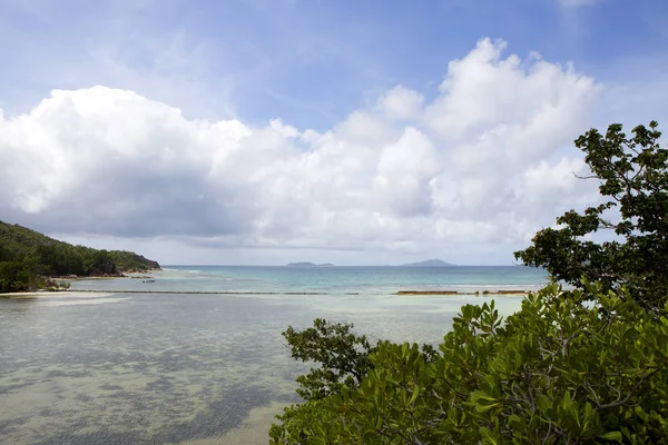 Tropical coastline at Curieuse island, Seychelles — Stock Photo, Image