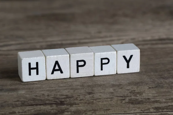 Happy, written in cubes — Stock Photo, Image