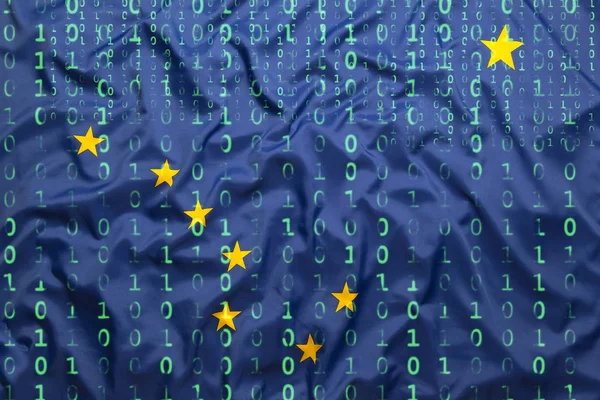 Binary code with Alaska flag, data protection concept — Stock Photo, Image