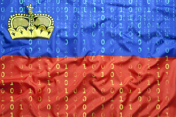 Binärcode mit Liechtenstein-Fahne, Datenschutzkonzept — Stockfoto