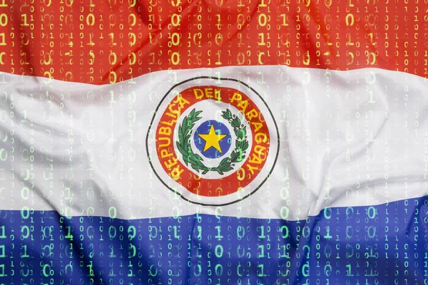 パラグアイのフラグは、データ保護の概念のバイナリ コード — ストック写真
