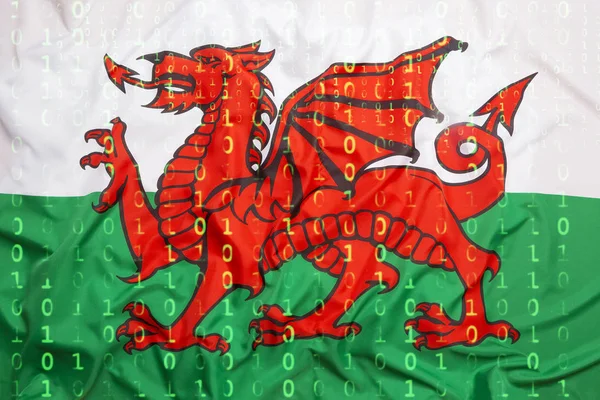 Бінарний код з прапор Уельсу, концепції захисту даних — стокове фото