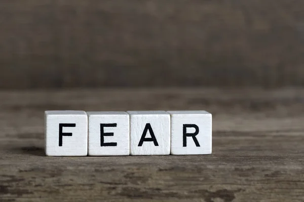 Rädsla, skriven i kuber — Stockfoto