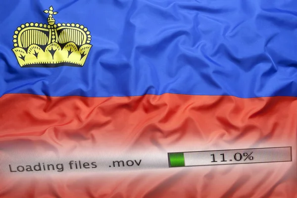 Herunterladen von Dateien auf einem Computer, Liechtenstein Flagge — Stockfoto