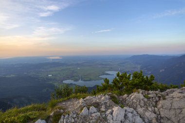Panorama görünümünden dağ Teufelstaettkopf Bavyera Alpleri'nde, Almanya