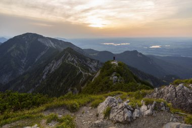 Panorama görünümünden dağ Teufelstaettkopf Bavyera Alpleri'nde, Almanya