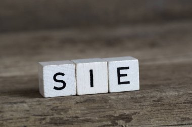 Almanca kelime o küpleri içinde yazılı    