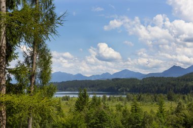 Doğa manzara dağ panorma Staffelsee, Bavyera, Almanya ile