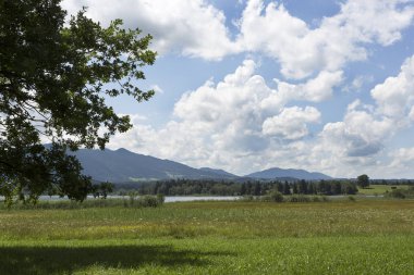 Doğa manzara dağ panorma Staffelsee, Bavyera, Almanya ile