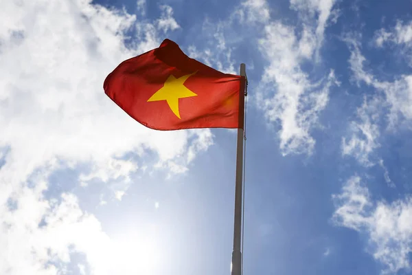 National flag of Vietnam on a flagpole — Stock Photo, Image