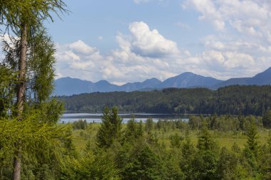Doğa manzara dağ panorma Staffelsee, Bavyera, Almanya ile