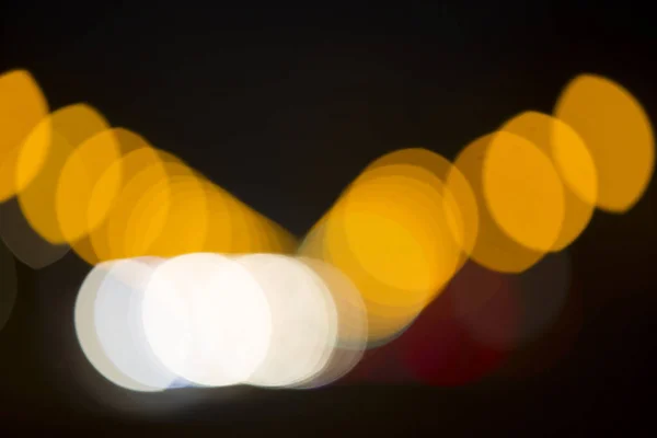 Yellow Bokeh Black Background Out Focus — Stock Photo, Image