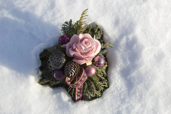 Decorazione Natale Una Tomba Inverno — Foto Stock