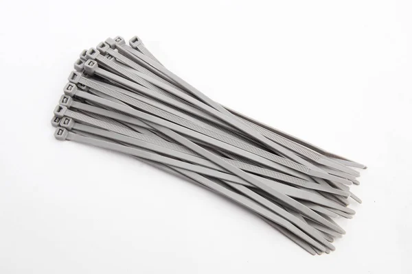 Cable Tie Grey Isolated Front White Background — Stock Photo, Image