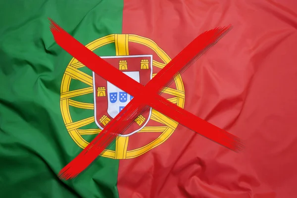 Красный Вычеркнут Флаг Португалии Комендантский Час — стоковое фото