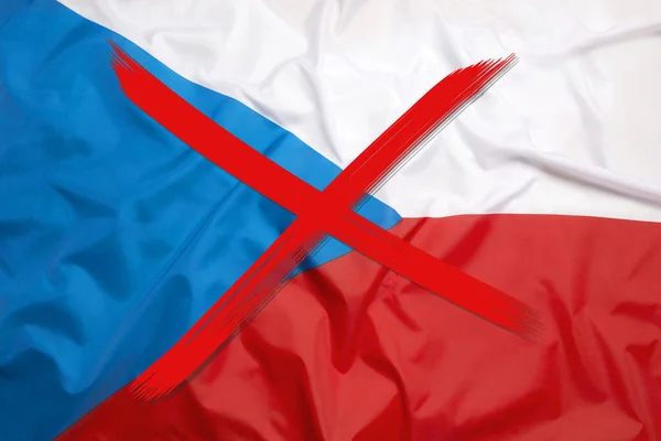 Czerwona Flaga Republiki Czeskiej Koncepcja Godziny Policyjnej — Zdjęcie stockowe