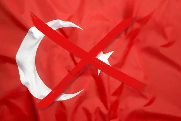Ερυθρά Διαγραμμένη Σημαία Της Τουρκίας Απαγόρευση Της Κυκλοφορίας Έννοια — Φωτογραφία Αρχείου