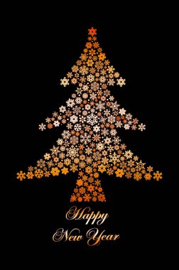 Noel ağacı kar taneleri tarafından çizilmiş