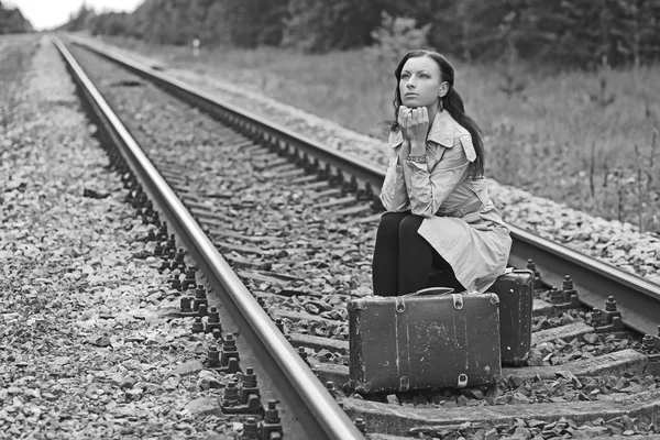 Vrouw vluchteling triest — Stockfoto