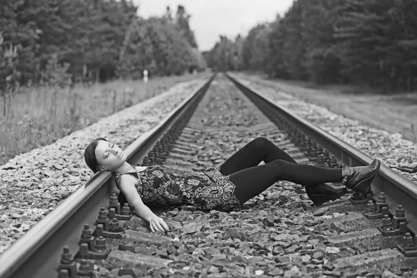 Vrouw vluchteling triest — Stockfoto