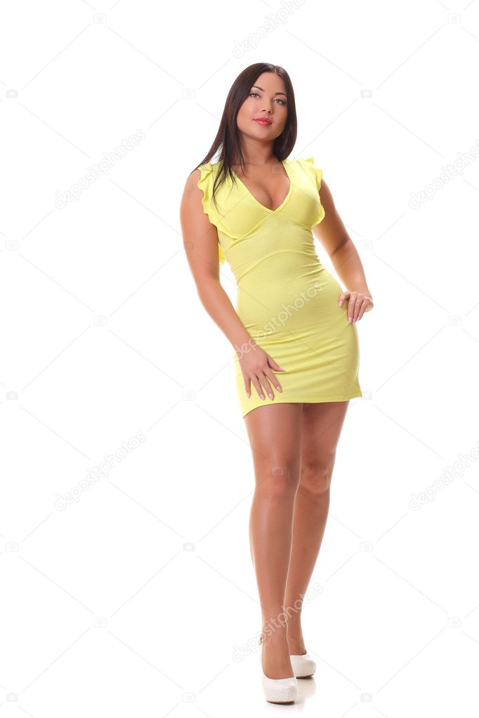 young woman in yellow dress