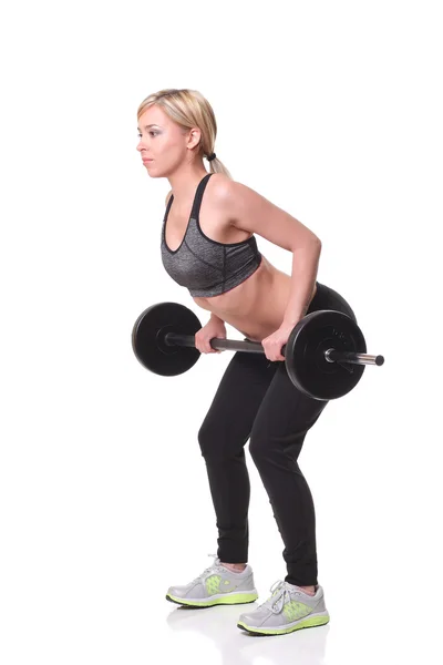 Fitness meisje liftings gewichten — Stockfoto