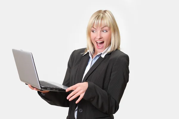 Donna d'affari Ragazza con il computer portatile   . — Foto Stock