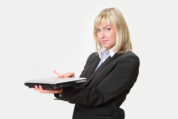 Businesswoman Girl with the laptop  . — Stock Photo, Image