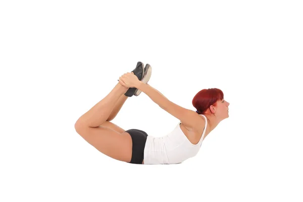 Woman working yoga exercise — Stock Photo, Image